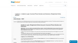 Knowledge Article: Logging in - Unable to Login | Incorrect Phone ...