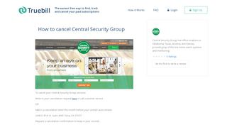 Cancel Central Security Group - Truebill