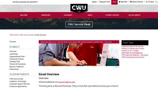 CWU Service Desk | Email Overview - Central Washington University