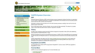 CAPPS System Overview - ProjectONE Our New Enterprise