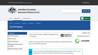 Centrepay - Australian Government Department of Human Services