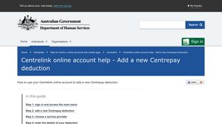 Centrelink online account help - Add a new Centrepay deduction ...