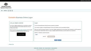 Centrelink - Business Online Services - Logon - Enter User ID