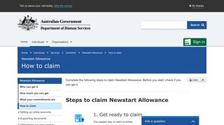 Newstart Allowance - How to claim - Australian Government ...
