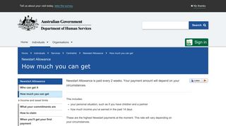 Newstart Allowance - How much you can get - Australian Government ...