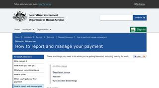 Newstart Allowance - How to report and manage your payment ...