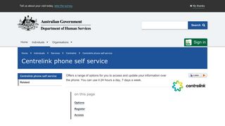Centrelink phone self service - Australian Government Department of ...