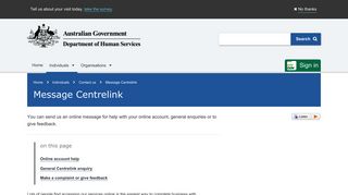 Message Centrelink - Australian Government Department of Human ...