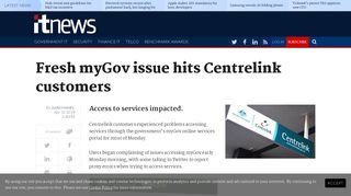 Fresh myGov issue hits Centrelink customers - Software - iTnews