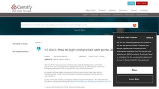 KB-6392: How to login and provide user portal access