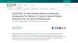 CENTURY 21 Real Estate Selects Hootsuite Enterprise To Deliver A ...