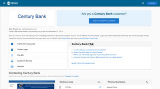 Century Bank: Login, Bill Pay, Customer Service and Care Sign-In