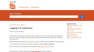 Logging in to myCentury - Century College - Ask Century - Service