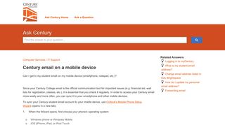 Century email on a mobile device - Century College - Ask Century