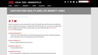 CenturyLink Health and Life Benefit Links | CWA Local 7200