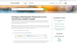 Configure Administrator Password on your Technicolor C2000T ...