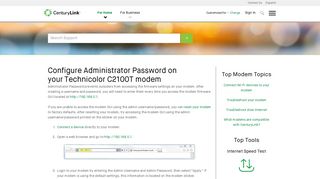 Configure Administrator Password on your Technicolor C2100T ...