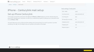 iPhone - Centurylink mail setup | Email settings