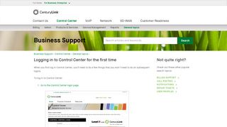 Logging in to Control Center for the first time | Business ... - CenturyLink