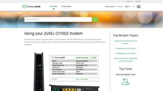 Using your ZyXEL C1100Z | CenturyLink Internet Help