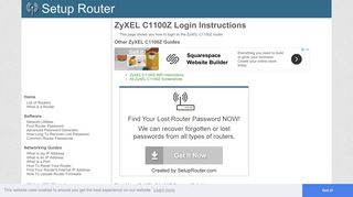 Login to ZyXEL C1100Z Router - SetupRouter