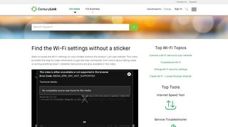 Finding your modem Wi-Fi settings manually. - CenturyLink