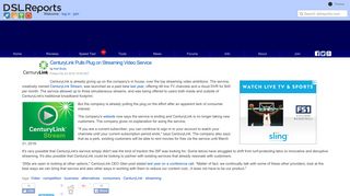 CenturyLink Pulls Plug on Streaming Video Service | DSLReports ...