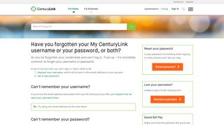 Have you forgotten your My CenturyLink username or your password ...
