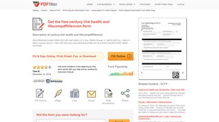 Century Link Health And Lifecompdffillercom - Fill Online, Printable ...