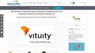 CEP America Unveils New Name of Vituity as It ... - Business Wire