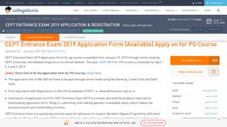 CEPT Entrance Exam 2019 Application Form (Available): Apply Online ...