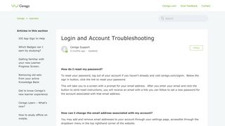 Login and Account Troubleshooting – Cerego