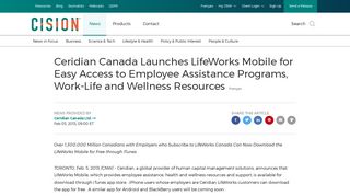 Ceridian Canada Launches LifeWorks Mobile for Easy Access to ...
