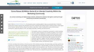 Ceros Raises $8 Million Series B to Liberate Creativity Within the ...