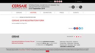 CERSAIE - CERSAIE 2018 REGISTRATION FORM