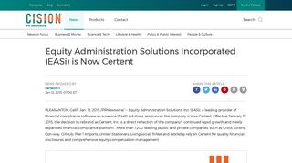 Equity Administration Solutions Incorporated (EASi) is Now Certent