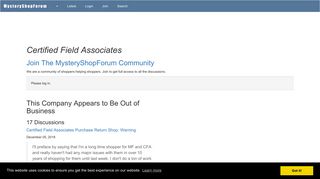 Certified Field Associates: Discussions @ MysteryShopForum.com