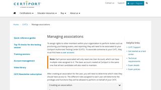 Manage associations :: Become a test center :: Educator ... - Certiport