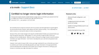 7210 - CertMail no longer stores login information - Support - a la mode