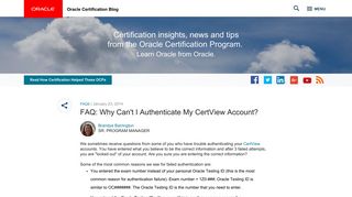 FAQ: Why Can't I Authenticate My CertView Account? - Oracle Blogs