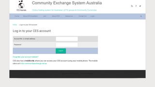 Log in to your CES account - Community Exchange System Australia