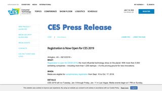 Registration is Now Open for CES 2019