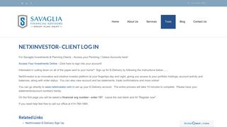 NetXInvestor- Client Log In - Savaglia Investments and Planning