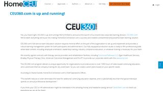CEU360.com is up and running! - HomeCEUConnection