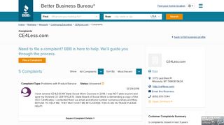 CE4Less.com | Complaints | Better Business Bureau® Profile