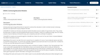 CINAHL Continuing Education Modules - Help - Ebsco