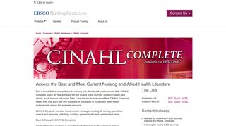 CINAHL Complete | Full-Text Nursing Journals | EBSCO