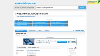 webapp.cevalogistics.com at WI. Outlook Web App - Website Informer