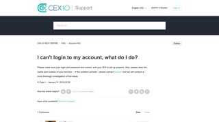 I can't login to my account, what do I do? – CEX.IO HELP CENTRE