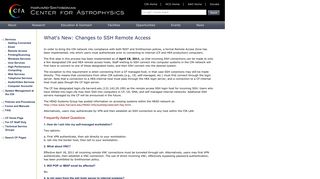 Changes to SSH Remote Access - Harvard-Smithsonian CfA